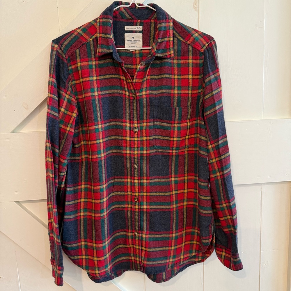 American Eagle Outfitters Multicolor Plaid Flannel Button Down Shirt Medium‎